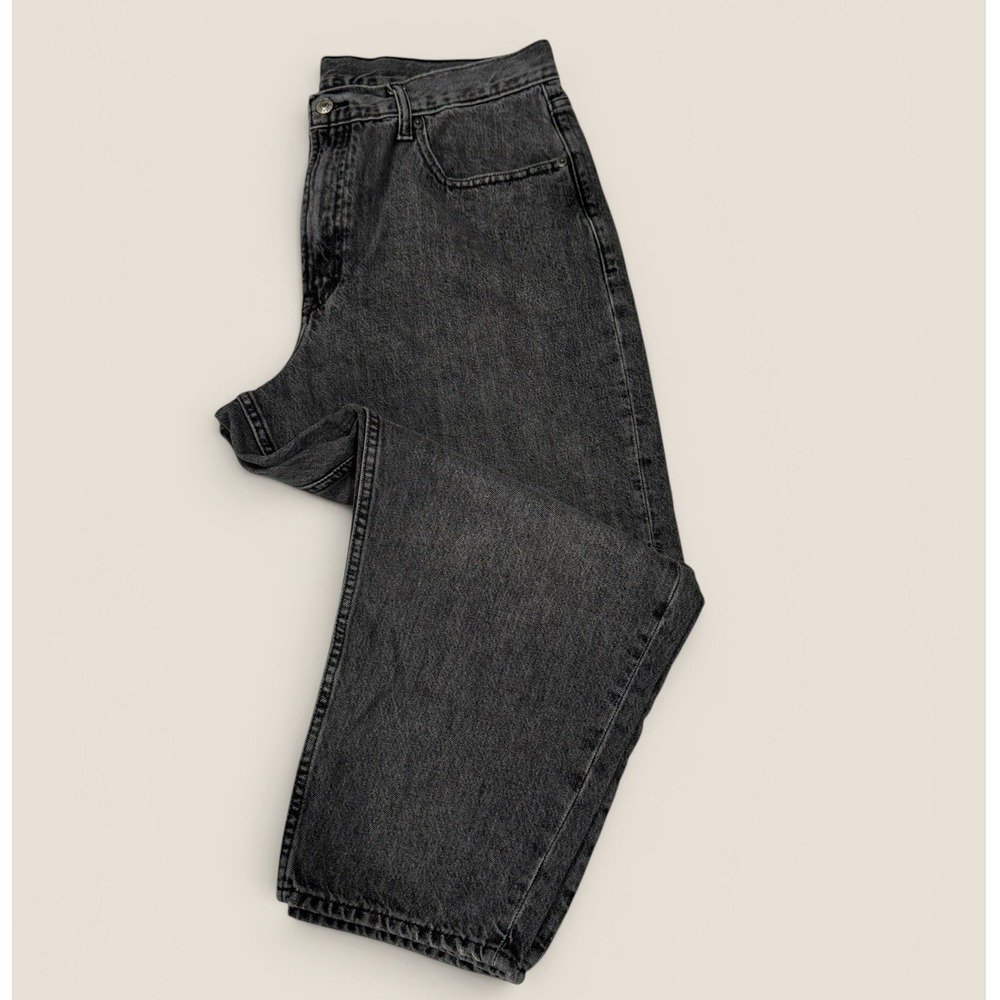 GAP Barrel Jean High Rise Washed Black Curved Leg Denim Pants 33 16S Short